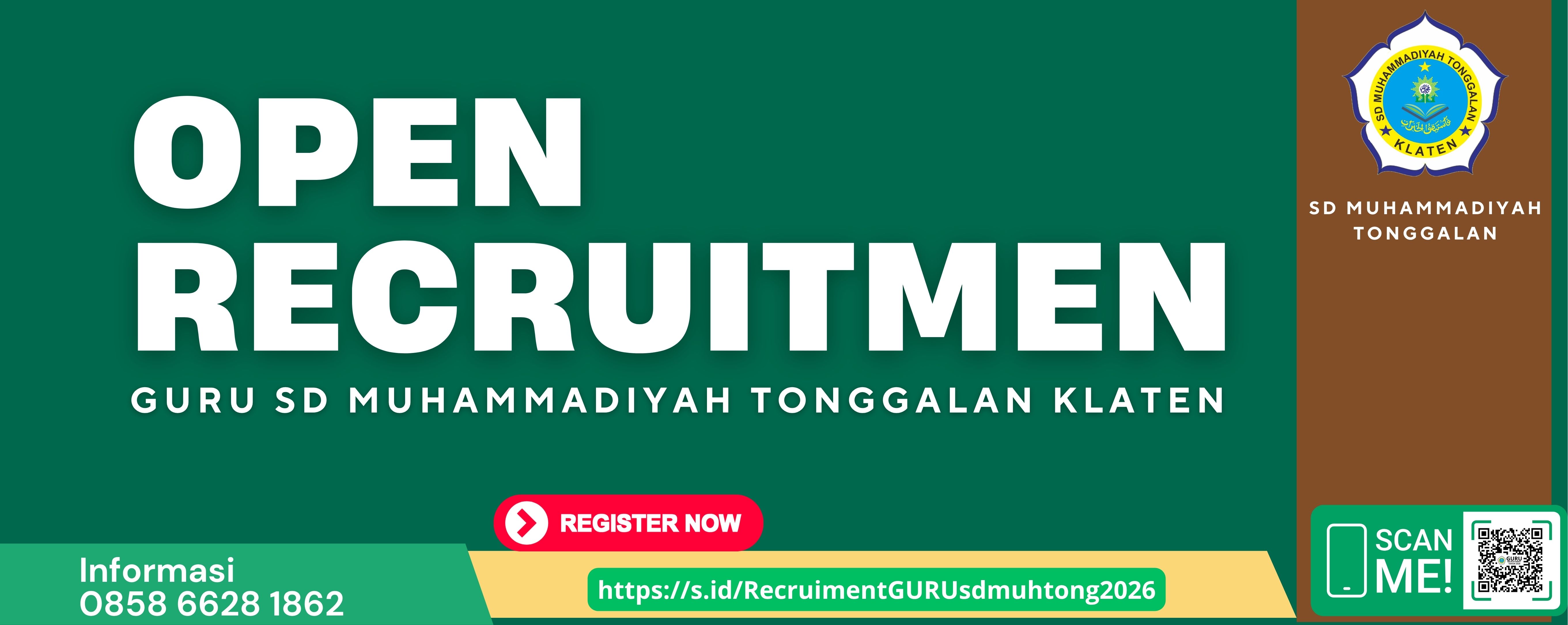 Open recruitment Guru SD Muhammadiyah Tonggalan